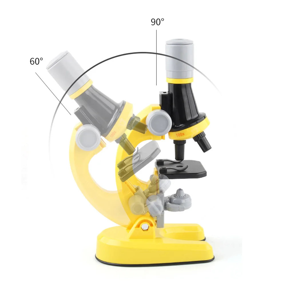 Children Biological Microscope Microscope Kit Lab LED 100X-400X-1200X Home School Science Educational Toy Gift For Kids Child 's Peaceful Pleasures Health and Wellness