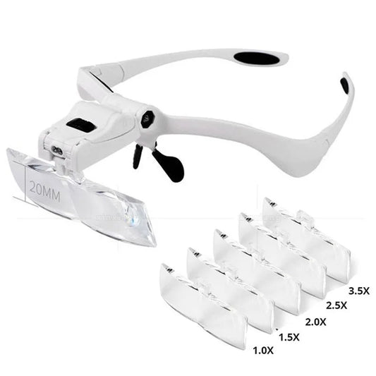 Headband LED Magnifier 1.0X, 1.5X, 2.0X, 2.5X, 3.5X Magnifying Glass With LED Light Portable Backlit Magnifier Jewelry Loupe Peaceful Pleasures Health and Wellness China Mainland Battery Include