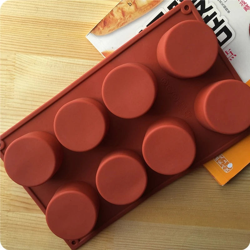 8-Cavity Round Silicone Baking Mold – Non-Stick Muffin, Mousse, Chocolate & Jelly Mold