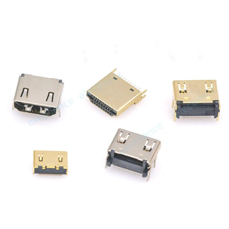 5pcs HDMI HD Interface Connector SMD 19 Pin 19P Vertical Right Angle HDMI Socket Surface Mound PCB Receptacle Peaceful Pleasures Health and Wellness