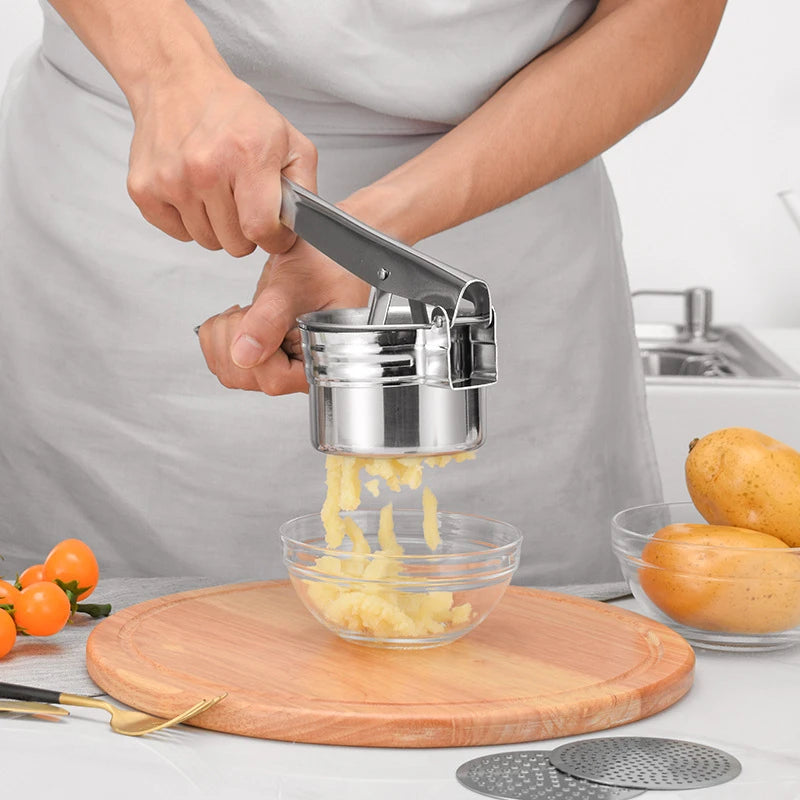 Stainless Steel Potato Ricer & Masher with 3 Interchangeable Discs Peaceful Pleasures Health and Wellness