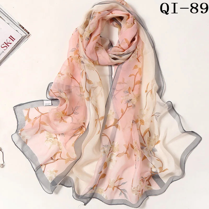 Multiple Lotus Leaf Flower Chiffon Georgette Bandana Scarf Women