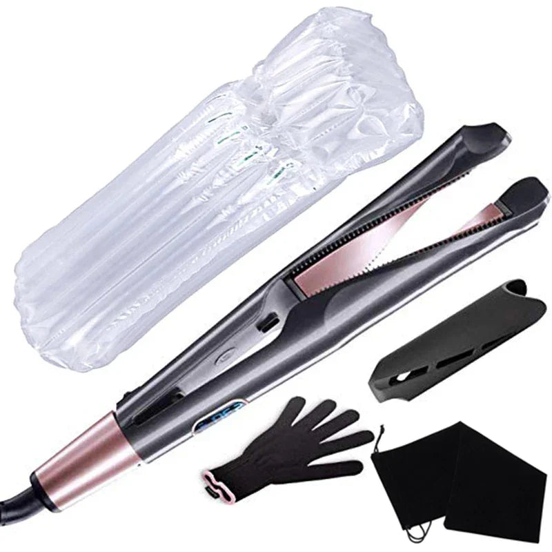 Professional Spiral Wave Curl And Straight Iron Styling Tools 2 in 1 Hair Curler & Straightener Twisted Ionic Flat Iron Styler Peaceful Pleasures Health and Wellness no box US United States