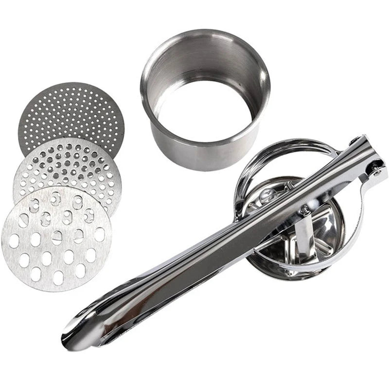 Stainless Steel Potato Ricer & Masher with 3 Interchangeable Discs Peaceful Pleasures Health and Wellness