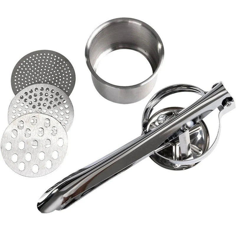 Stainless Steel Potato Ricer & Masher – 3 Interchangeable Discs