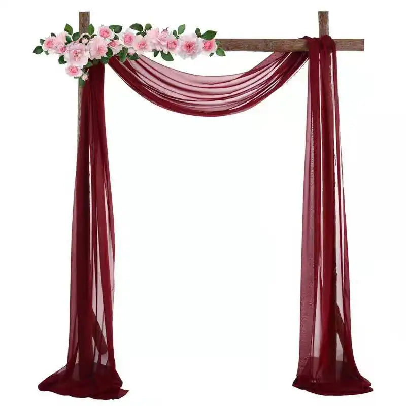 Wedding Arch Drapes Window Scarf Valance Chiffon Sheer Curtain Fabric Drapery for Arbor Canopy Bed Ceremony Party Stage Backdrop Peaceful Pleasures Health and Wellness Arch Drapes Bordeaux 70W X 550 L CM 1PC