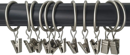 36-Pack Metal Curtain Rings with Clips – Rustproof Silver Curtain Ring Clips Peaceful Pleasures Health and Wellness Default Title