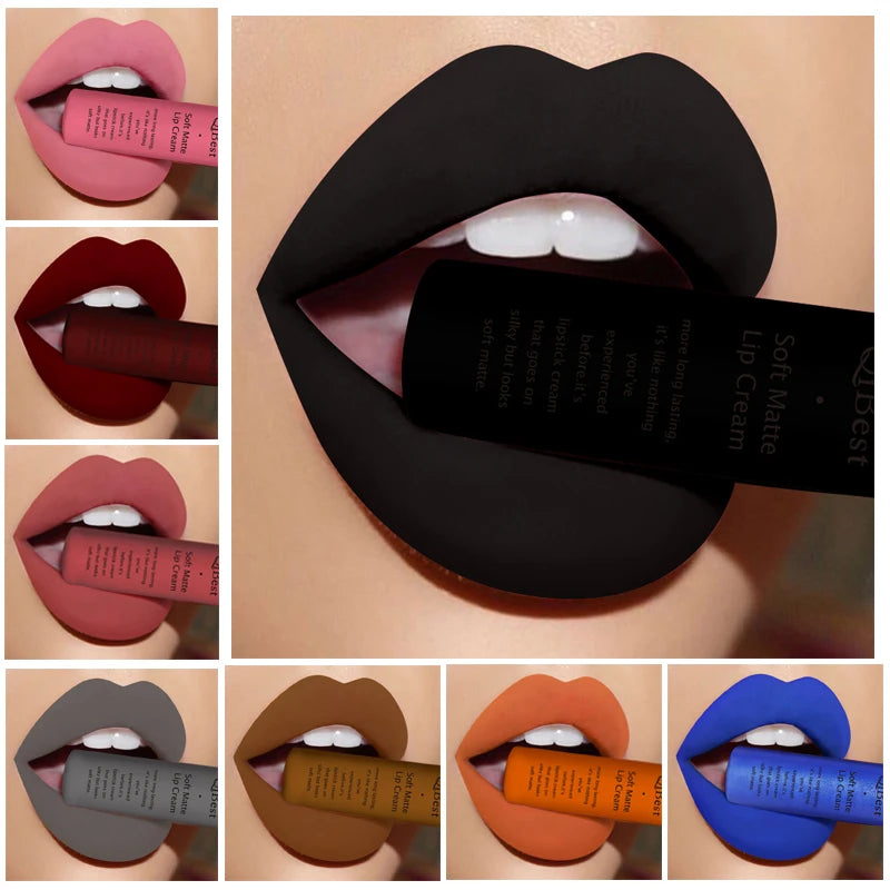 QIBEST Brand 34 Colors Liquid Lipstick Waterproof Matte Nude Lipstick Pigment Red Long Lasting Lip Gloss Women Makeup Lipgloss Peaceful Pleasures Health and Wellness