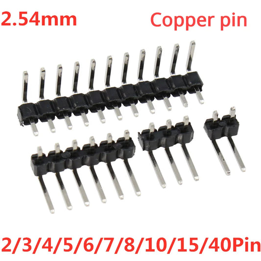 10PCS 2.54mm Single Row Right Angle PCB Board Copper Pin Header Connector Male Pinheader 1*3/4/10/12/15/40Pin for Arduino Peaceful Pleasures Health and Wellness Copper needle 1x5P
