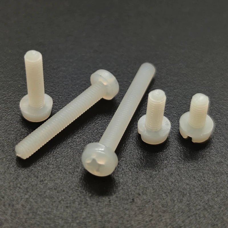 50pcs M2 M2.5 M3 M4 Metric Threaded White Nylon Plastic Phillips Pan Head Cross Round Screw Bolt length 5mm-20mm Peaceful Pleasures Health and Wellness M2 18mm