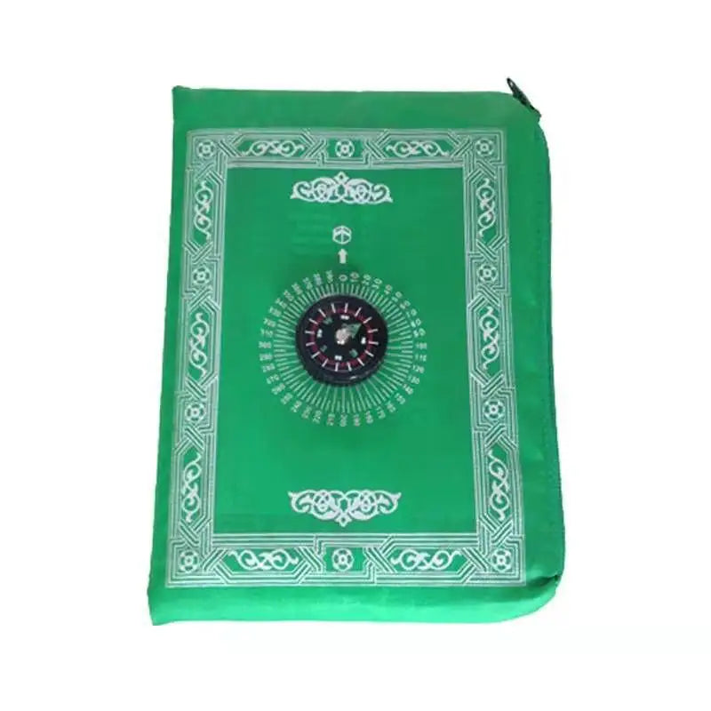 Portable Muslim Travel Prayer Mat with Compass & Booklet