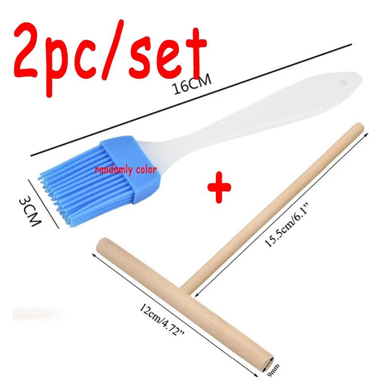 1Set Chinese Specialty Crepe Maker Pancake Batter Wooden Spreader Stick Home Kitchen Tool Restaurant Canteen Specially Supplies Peaceful Pleasures Health and Wellness Chocolate