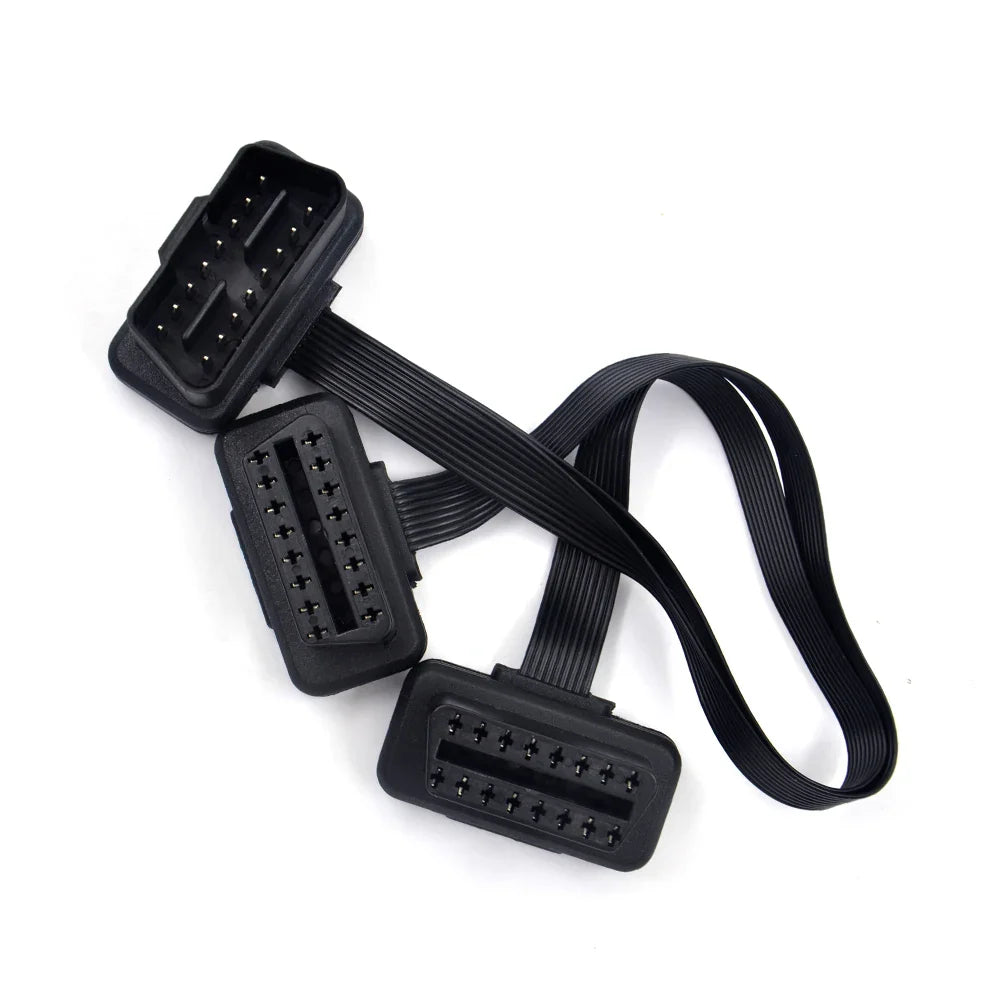 OBD2 Y Splitter Extension Cable 16 Pin Male to Dual Female 30cm