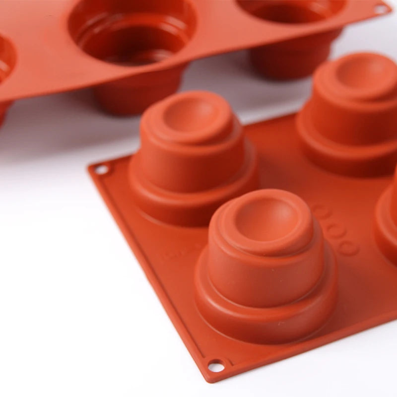 6-Cavity Spiral Tower Silicone Baking Mold – Mousse, Cake, Chocolate & Soap Mold, Oven Safe