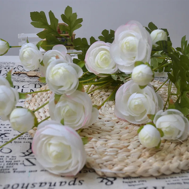 Silk Tea Rose Artificial Flower Bouquet – 8 Heads, 95cm