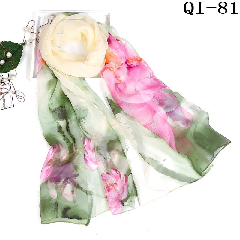 Multiple Lotus Leaf Flower Chiffon Georgette Bandana Scarf Women