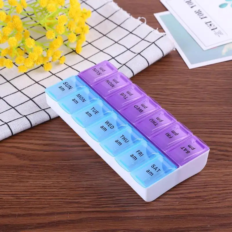 14 Grids Pill Box Case 7 Days Weekly Pill Case Medicine Tablet Dispenser Organizer Pill Box Splitters Pill Storage Container Peaceful Pleasures Health and Wellness