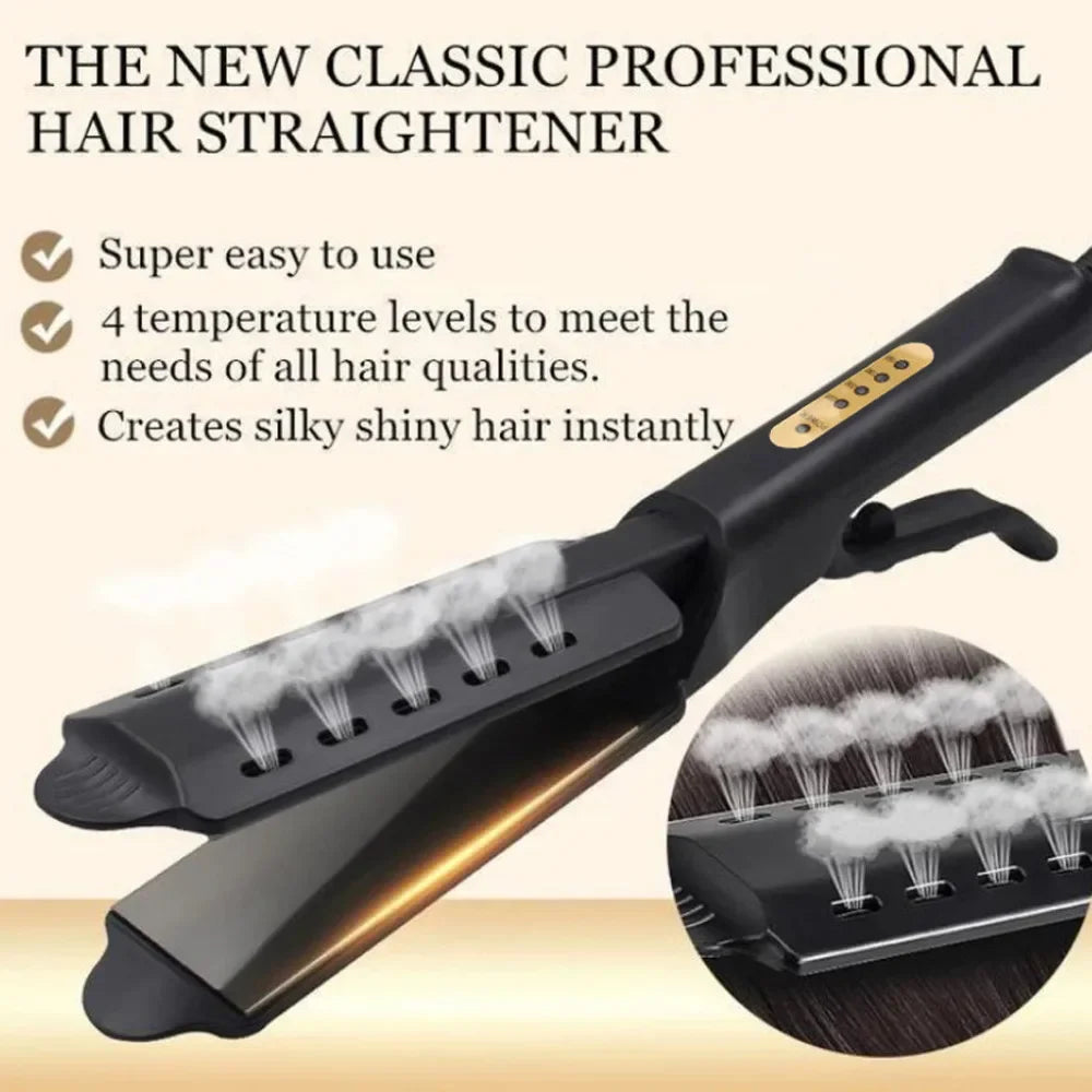 Hair Straightener Four-gear Temperature Adjustment Ceramic Tourmaline Ionic Flat Iron Widen Panel Professional Styling Tool Peaceful Pleasures Health and Wellness
