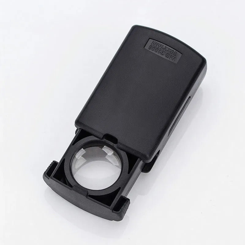 30X Handheld Magnifying Glass With LED Light Flexible Black Illuminated Magnifier Drawer Type Pocket Magnifier Jewelry Loupe Peaceful Pleasures Health and Wellness Battery Included