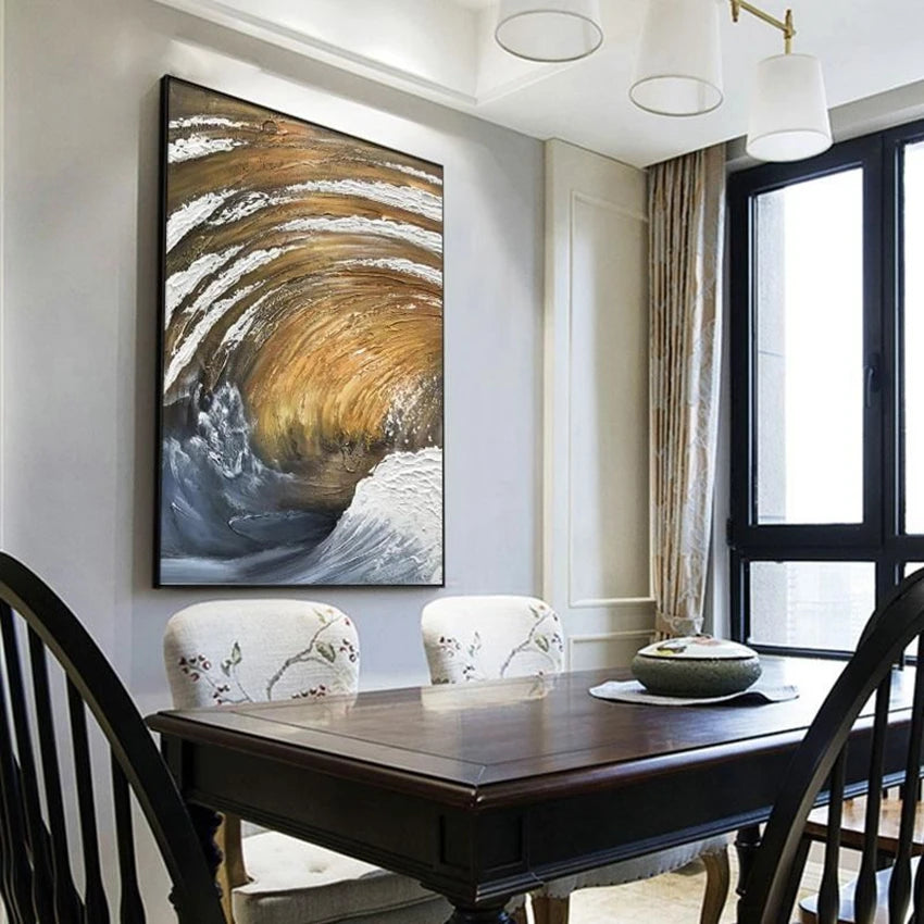 Sea Spin Hand Drawn Porch Oil Painting Living Room Sofa Wall Decoration Picture Vertical Mural Corridor Bedroom Hanging Poster Peaceful Pleasures Health and Wellness
