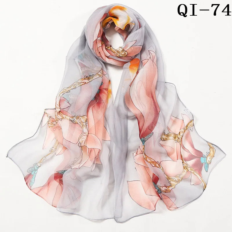 Multiple Lotus Leaf Flower Chiffon Georgette Bandana Scarf Women