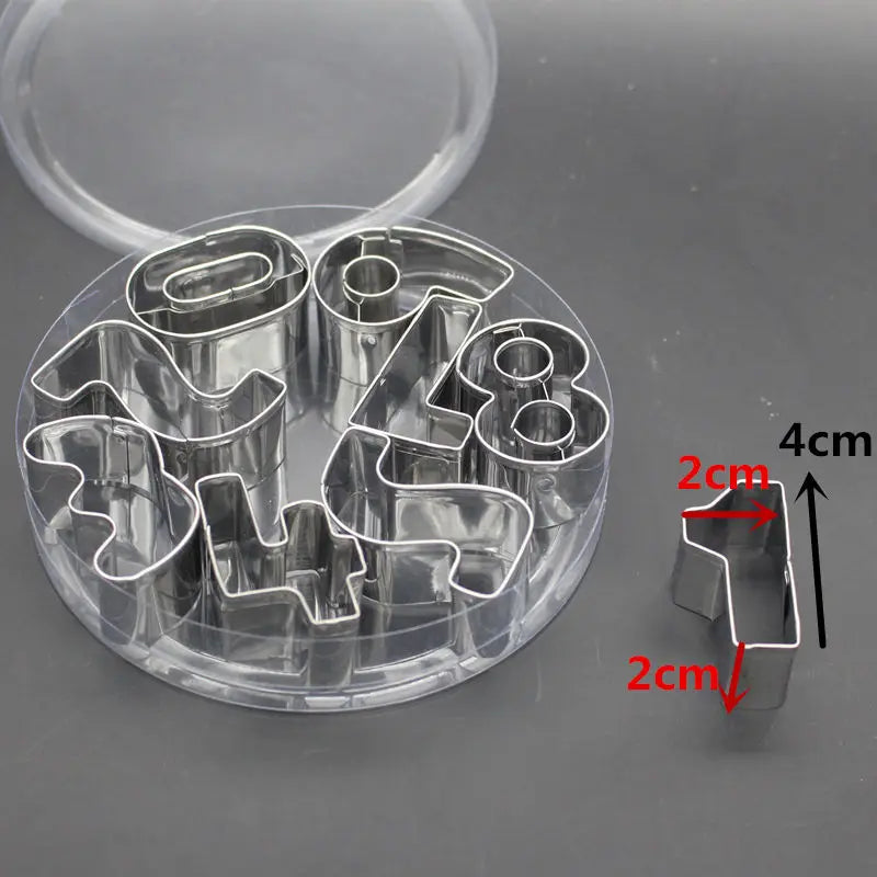 35-Piece Stainless Steel Alphabet Letter & Number Cookie Cutter Set | Fondant, Biscuit & Cake Decorating