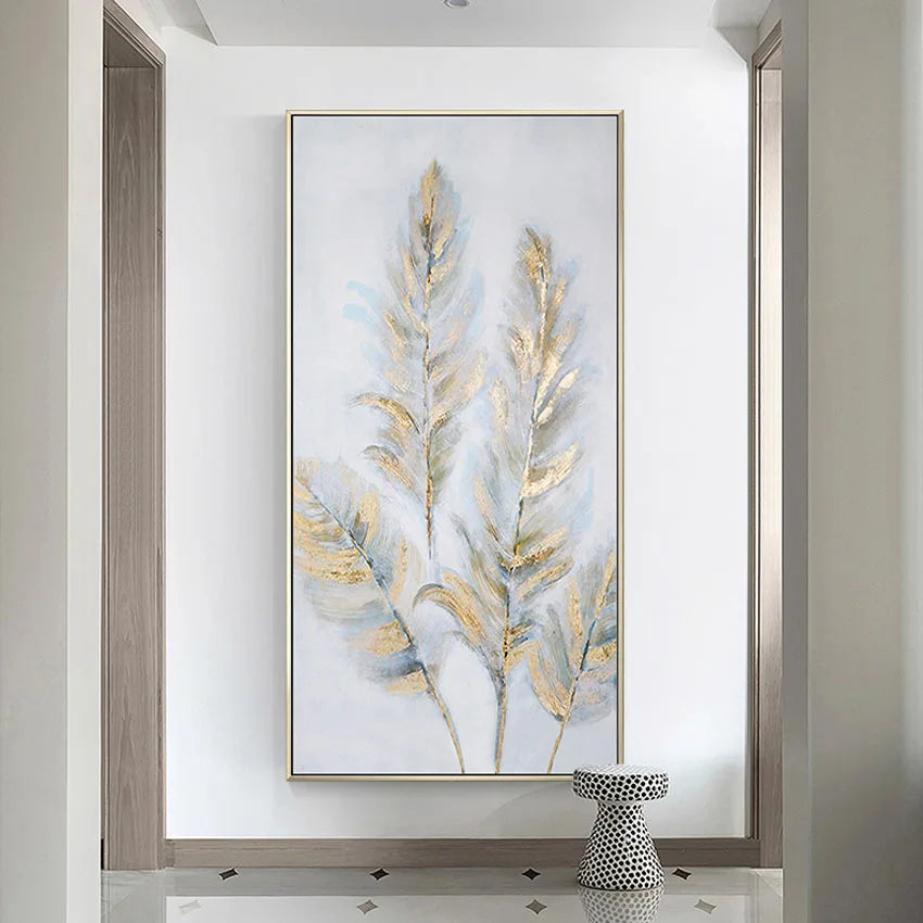 Textured Feather Handmade Canvas High Quality Painting Wall Decor Art Hanging Poster For Living Room Bedroom Hotel Restaurant Peaceful Pleasures Health and Wellness