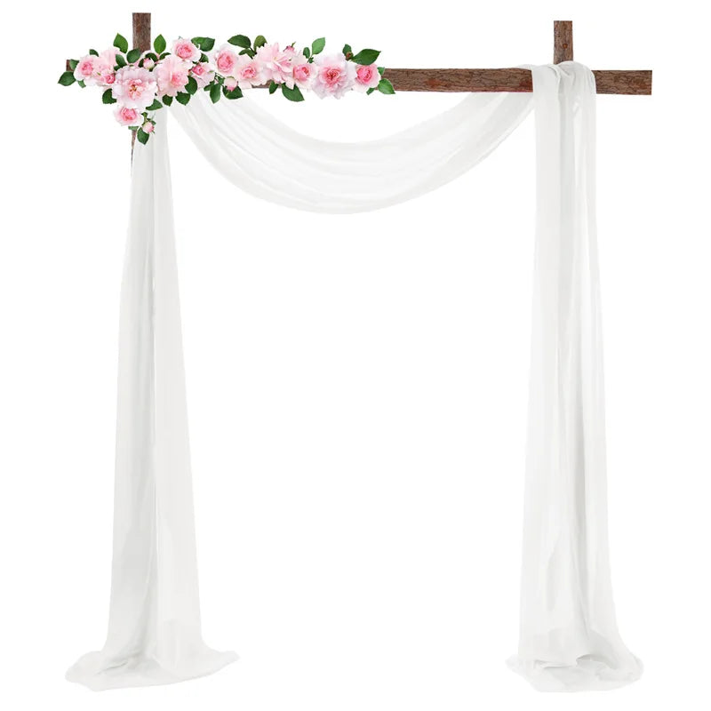 Wedding Arch Drapes Window Scarf Valance Chiffon Sheer Curtain Fabric Drapery for Arbor Canopy Bed Ceremony Party Stage Backdrop Peaceful Pleasures Health and Wellness
