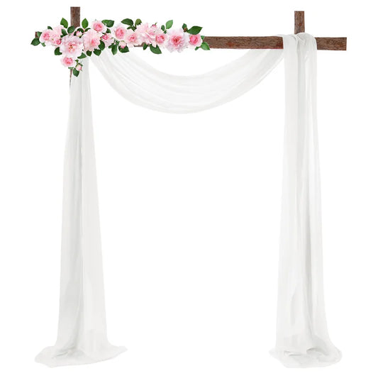 Wedding Arch Drapes Window Scarf Valance Chiffon Sheer Curtain Fabric Drapery for Arbor Canopy Bed Ceremony Party Stage Backdrop Peaceful Pleasures Health and Wellness
