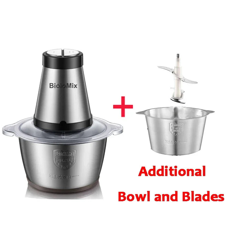 BioloMix 500W Electric Chopper & Meat Grinder – 2L Stainless Steel, 2 Speeds