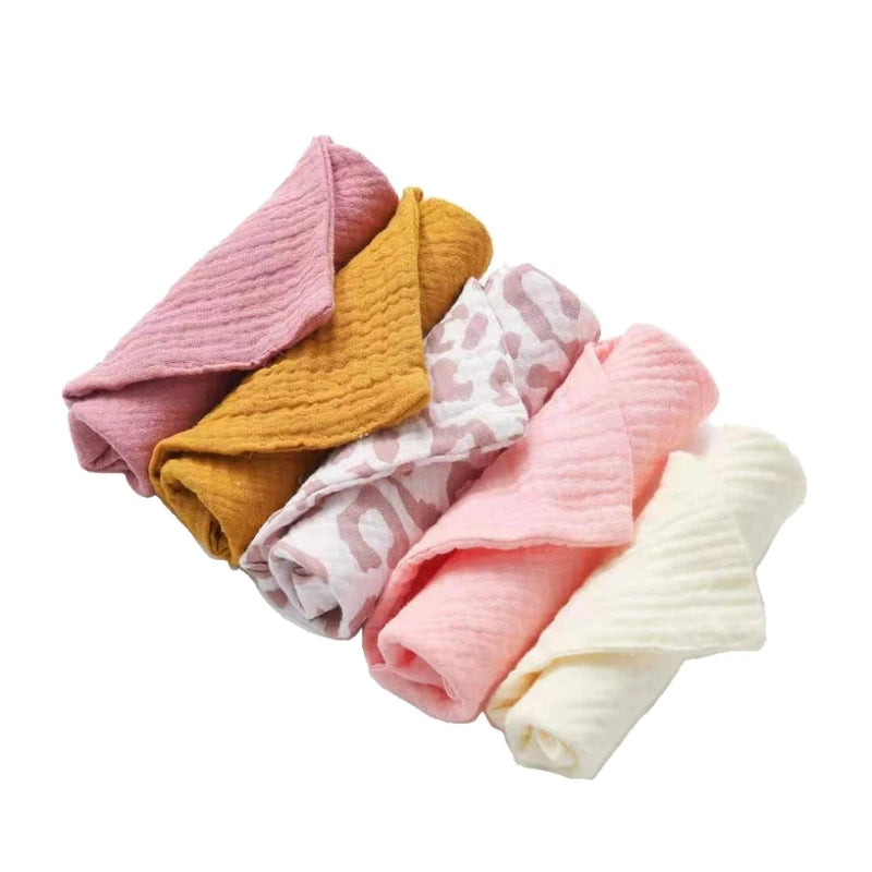 5-Pack Baby Cotton Gauze Washcloths – Soft Burp Cloths & Face Towels