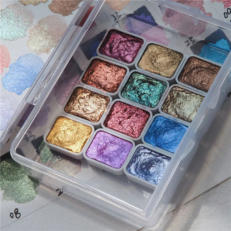 Watercolor Nail Gel Pigment Set | Pearl Shimmer Glitter 6pcs