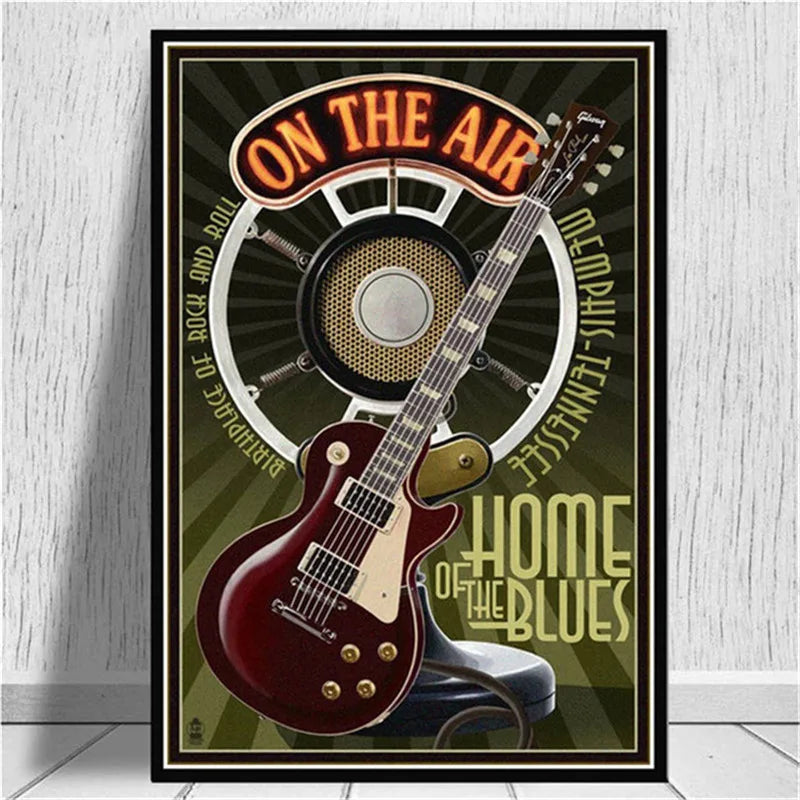 Guitar Wall Pictures Canvas Poster And Prints Modern Musical Instruments Painting For Living Room Bar Home Decor Aesthetic Peaceful Pleasures Health and Wellness A 50X70cm No frame