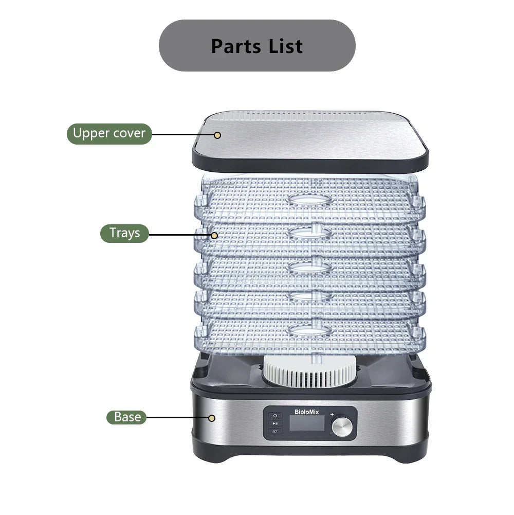 BioloMix Food Dehydrator – 5 BPA-Free Trays, Digital Timer & Temp Control