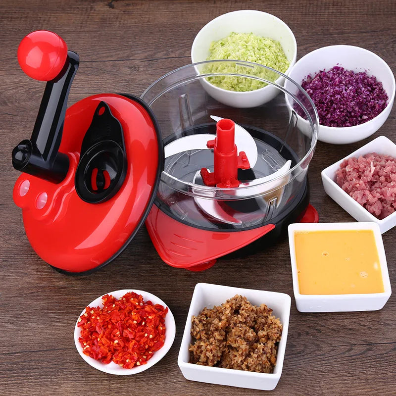 Multi-function Kitchen Manual Food Processor Household Meat Grinder Vegetable Chopper Quick Shredder Green Cutter Egg Blender Peaceful Pleasures Health and Wellness