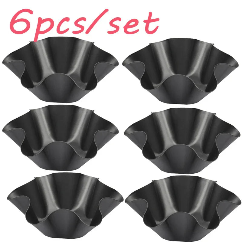 6-Piece Nonstick Flower Egg Tart Molds – Reusable Baking Cups