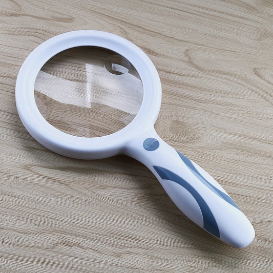 Handheld Magnifying Glass with USB Charging Cable LED Ring Light Touch Switch Three-level Brightness Magnifying Glass Peaceful Pleasures Health and Wellness Random color 110mm 2X