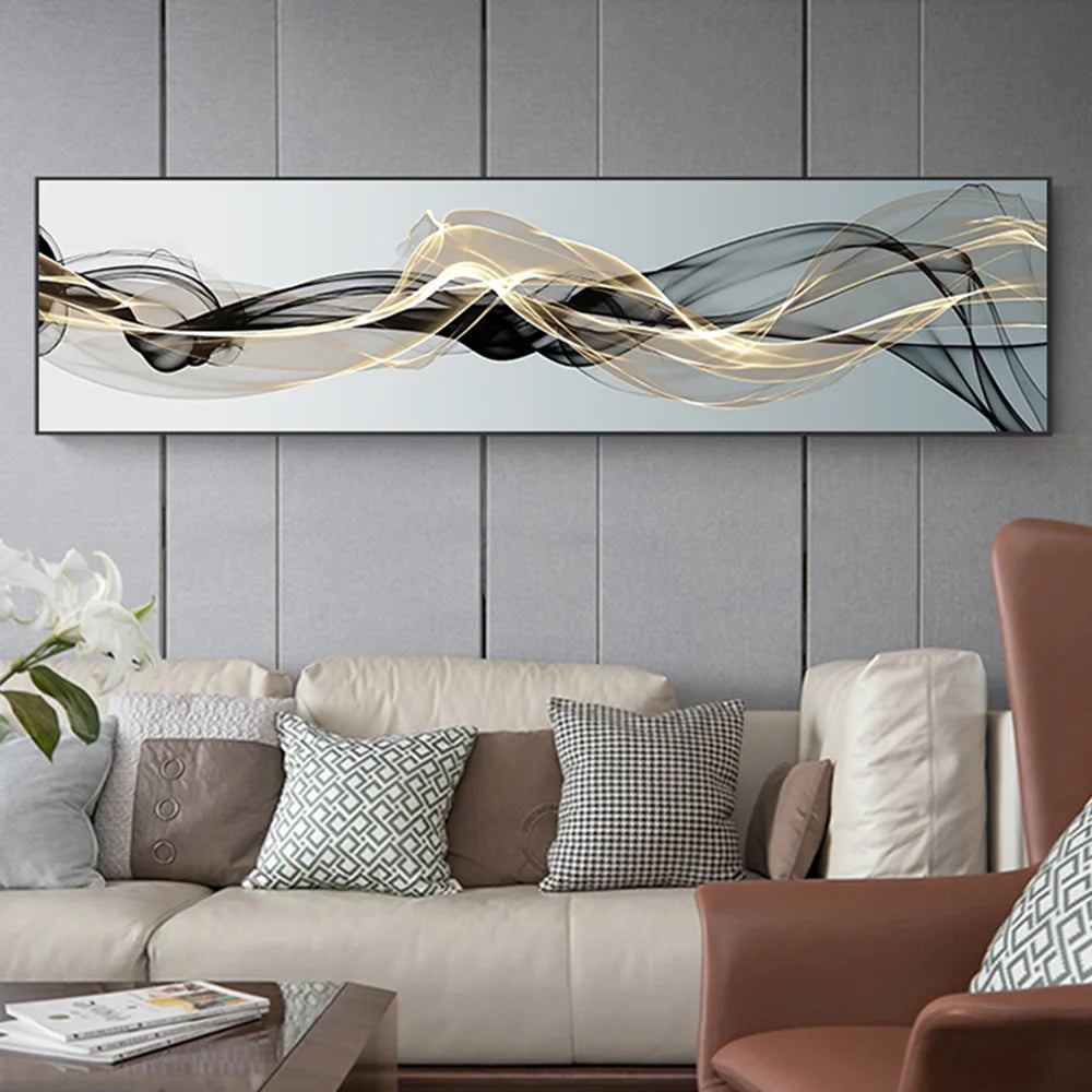 Modern Abstract Lines Canvas Painting Posters and Prints Nordic Wall Art Picture for Living Room Bedroom Luxury Home Decoration Peaceful Pleasures Health and Wellness