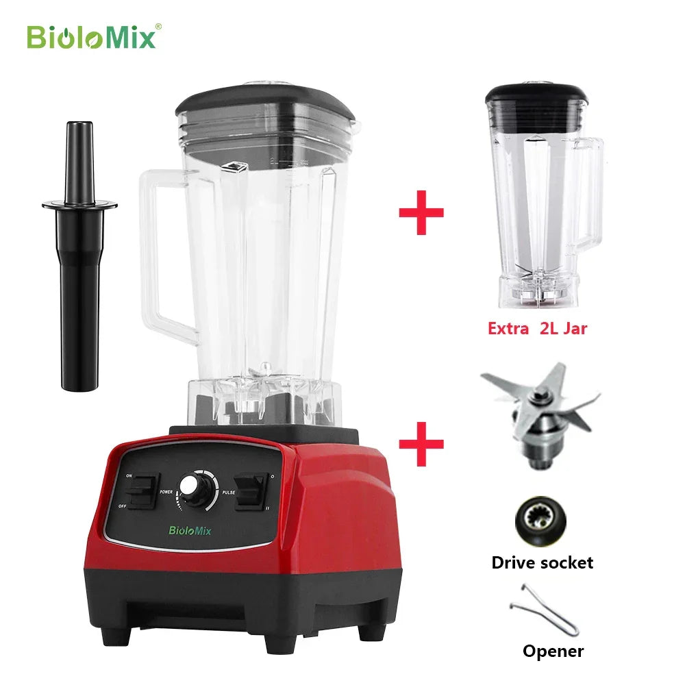 BPA Free 3HP 2200W Heavy Duty Blender | Smoothie Bar Blenders Peaceful Pleasures Health and Wellness Red 2L jar fullparts US Plug United States