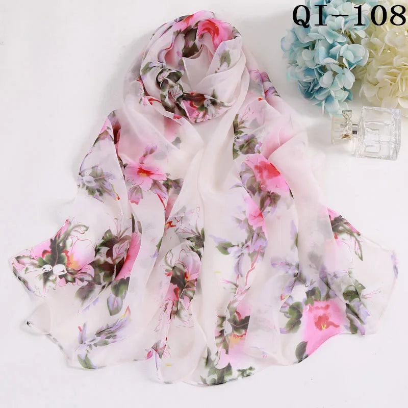 Multiple Lotus Leaf Flower Chiffon Georgette Bandana Scarf Women