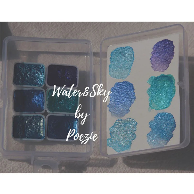 Watercolor Nail Gel Pigment Set | Pearl Shimmer Glitter 6pcs
