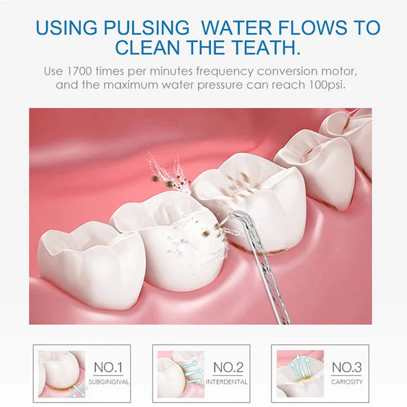 600ML Water Flosser Oral Irrigator | 8 Tips & 10 Pressures