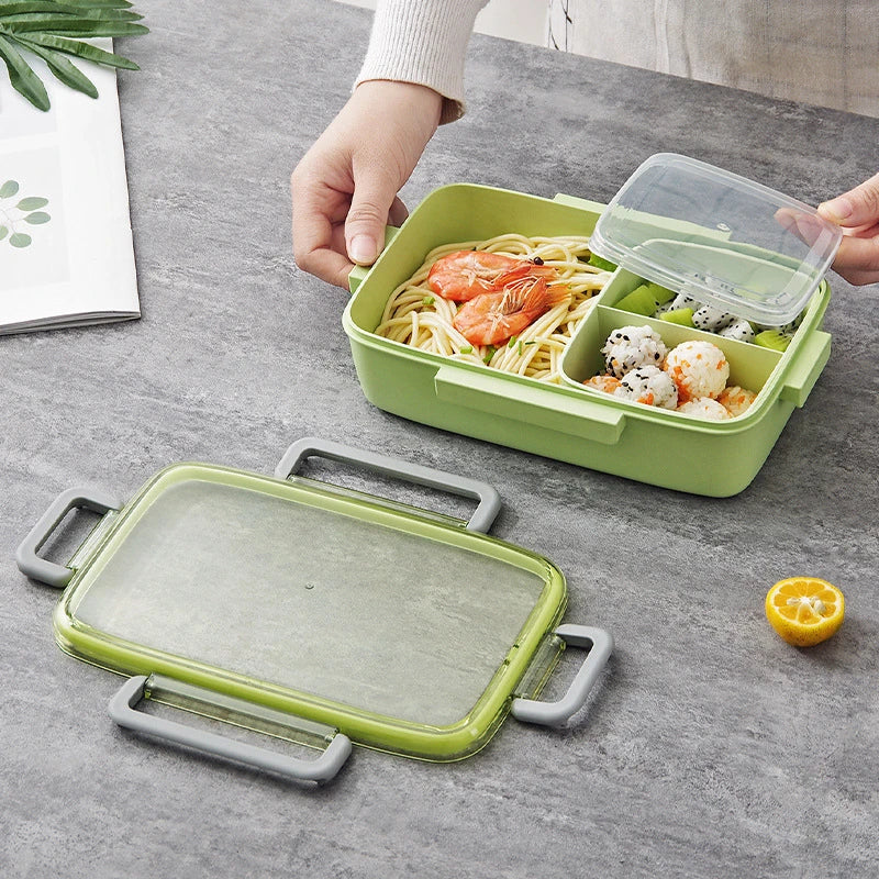 Brown/Green/Pink Lunch Box Bamboo Fiber Material Portable Bento Box Microwaveble Food Storage Container For Office Children Peaceful Pleasures Health and Wellness