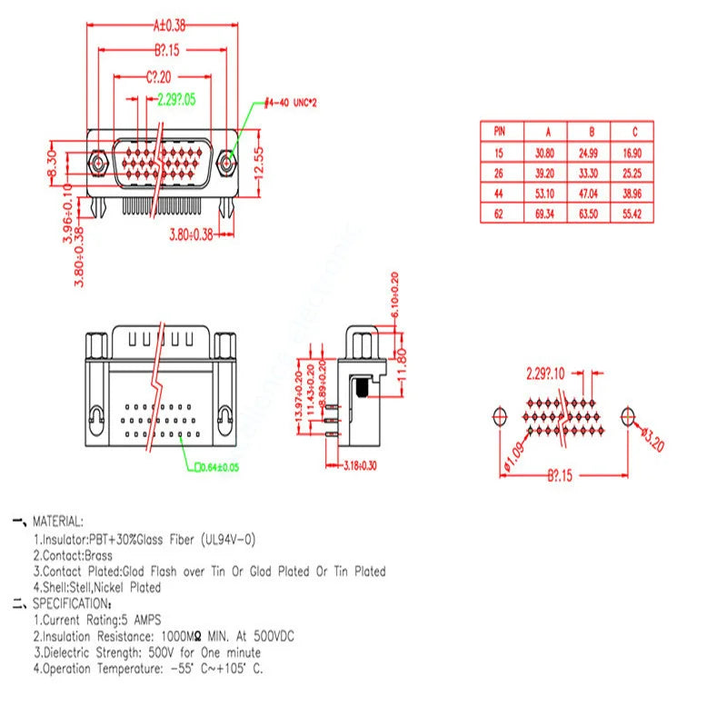 5pcs/Lot D-sub DB26 HDR26 Connector Male/Female Plug 26-pin 3-Row Right Angle Port Terminal Breakout Peaceful Pleasures Health and Wellness