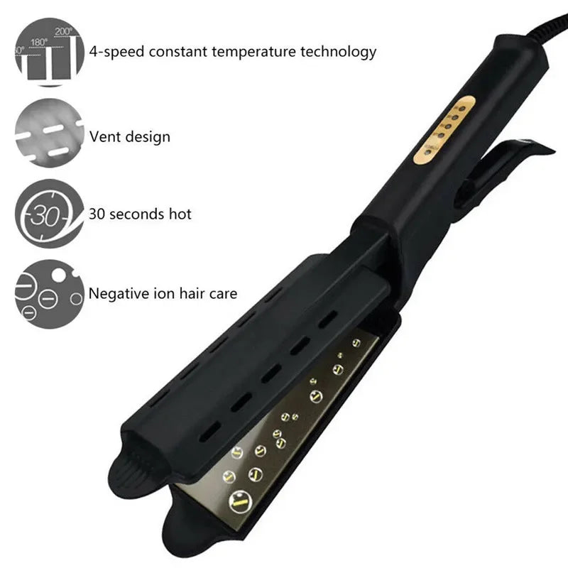 Hair Straightener Four-gear Temperature Adjustment Ceramic Tourmaline Ionic Flat Iron Widen Panel Professional Styling Tool Peaceful Pleasures Health and Wellness