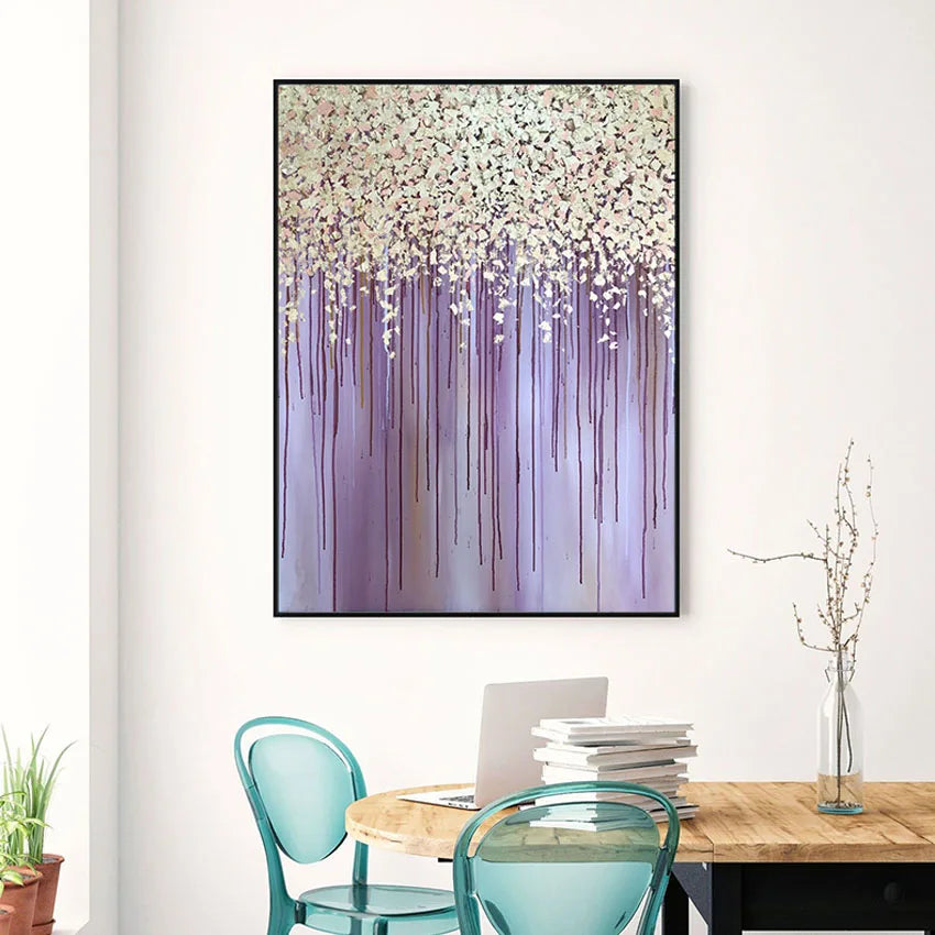 Abstract Purple Handmade Canvas Oil Painting Textured Frameless Wall Art Decoration Hung In Living Room Hotel Restaurat Bedroom Peaceful Pleasures Health and Wellness