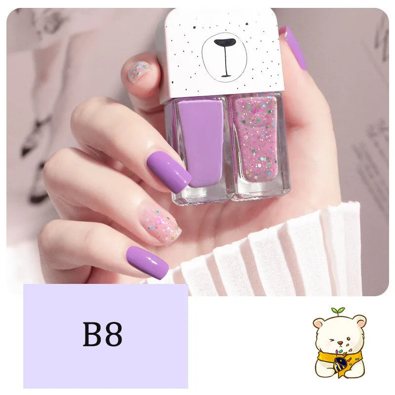 2-in-1 Candy Color Nail Polish | Quick Dry Waterproof Water-Based