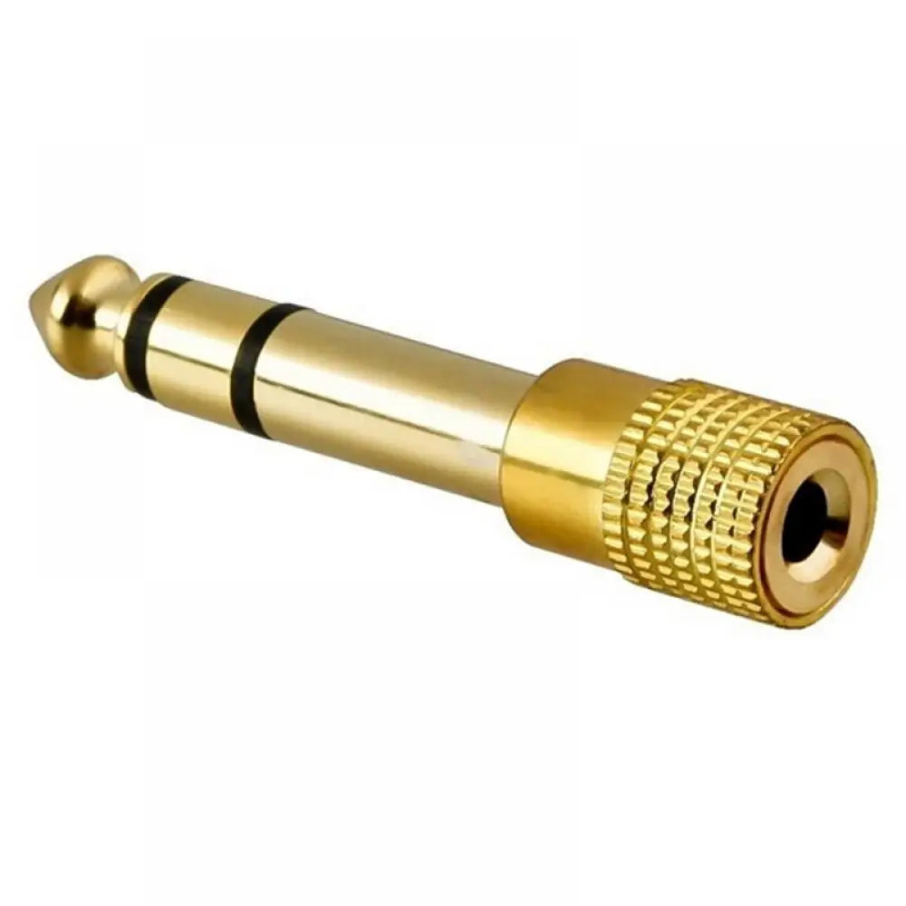 Gold 6.35mm 1/4" Male to 3.5mm 1/8" Female Stereo Audio Adapter