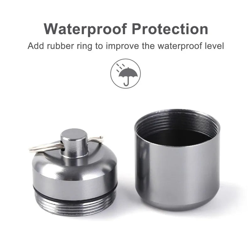 Mini Portable Aluminium Pill Case Keychain Outdoor Pocket Pill Box Container Carry Bottle Case Hearing Protection Earplugs Box Peaceful Pleasures Health and Wellness