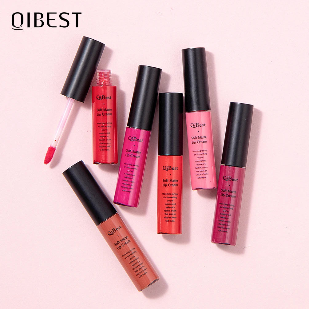 QIBEST Sexy Long Lasting Velvet Matte Lip Gloss Liquid Lipstick Lip Makeup Women Beauty Red Nonstick Cup Waterproof Lipgloss Peaceful Pleasures Health and Wellness